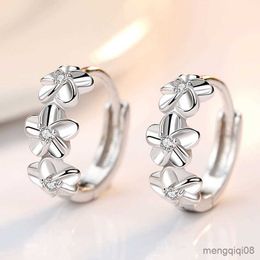 Brincos de prata esterlina para casamento feminino joias fashion de alta qualidade tipo flor de cristal pino R230605