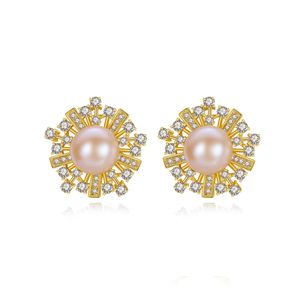 Nouvelles boucles d'oreilles en perles S925 en argent Micro ensemble de boucles d'oreilles en forme de fleur de Zircon pour femmes européennes boucles d'oreilles rétro bijoux de dîner de fête de mariage cadeau de saint valentin SPC