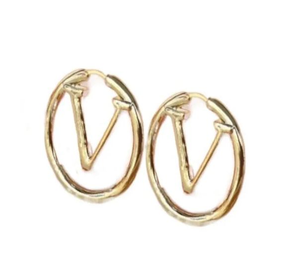 Boucles d'oreilles à clous à breloques en or avec lettre V Ljia pour femme, cadeau de fiançailles, bijoux de luxe pour mariée, orecchini