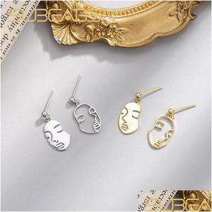 Charm Subeads Real 925 Sterling Sier Face Goutte Pour Femmes Filles Baiser Femme Art Abstrait Boucles D'oreilles Fine Bijoux Cadeaux Deli Dhgarden Dh6Ql