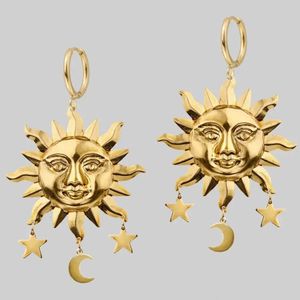 Boucles d'oreilles à breloques soleil et lune, bijoux gothiques, 231016