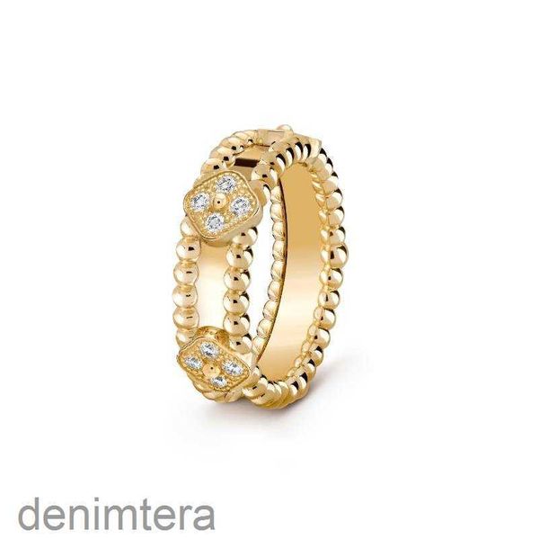 Encanto Anillos de trébol dulce Anillo de caleidoscopio Diseño minoritario femenino Sentido de la moda Joyería de trébol simple Chapado en oro rosa IMLX