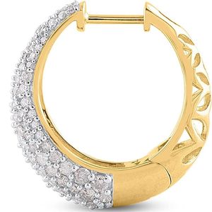 Charm TJD 2 Carat Natural Round Diamond Hoop Huggie Filigraan oorbellen voor vrouwen in 10k geel goud IJ Color I4 Clarity 220829