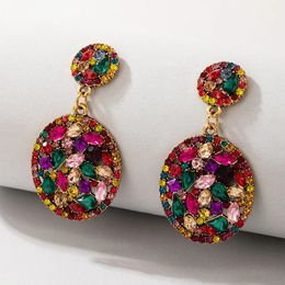 Charme Tocona luxe coloré cristal pierre boucles d'oreilles pour femmes joli alliage d'or métal bijoux de mariage en gros à la main 231128