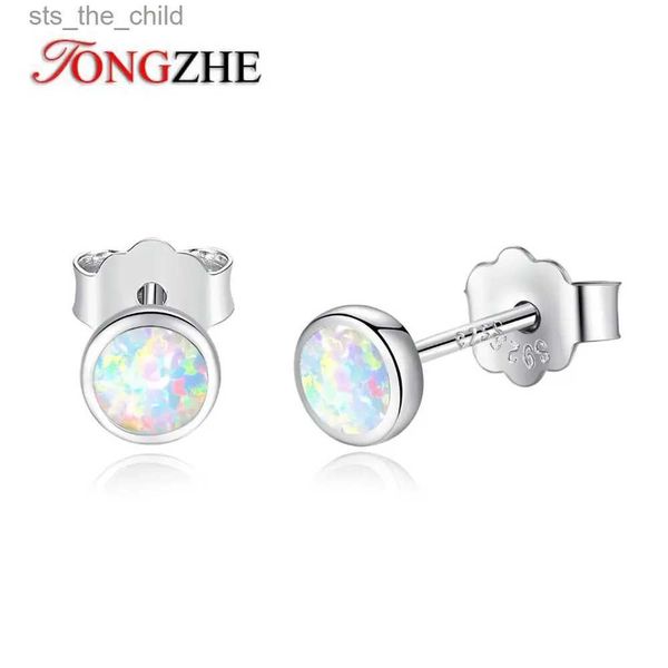 Charm Toshiba Blue Opal 925 Plata de Ley coreana para mujer pequeños pendientes de tuerca joyería de moda GiftsC24326