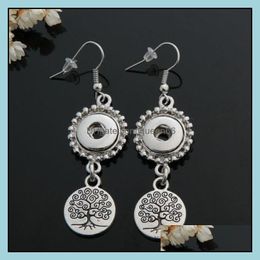 Breloque arbre de vie en métal, bouton-pression de 12Mm, boucles d'oreilles, bijoux pour femmes et filles, livraison directe Dh6Yx