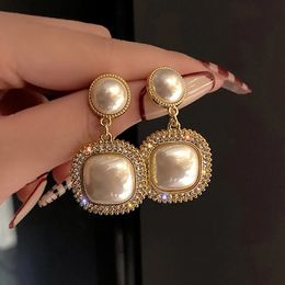 Pendientes largos coreanos de moda con encanto para mujer, geometría de perlas, pendientes colgantes elegantes para mujer, accesorios de joyería de moda 231005