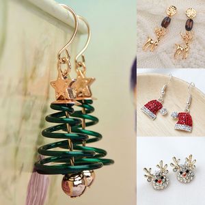 Charm Trendy Verklaring Kerstboom oorbellen voor vrouwen Santa Claus Sneeuwman Drop Jewelry Girls Gifts Groothandel 221119