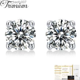 Charm Trumium Official 0.5 Carat D Couleur Moist Sile Boucles d'oreilles pour femmes 100% S925 Sterling Silver Shiny Wedding Exquisite Jewelry Z230706