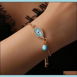 Charme bracelets à oeil malélisé à cristal bleu turc pour femmes Chaînes d'or faites à la main Bracelet Luck