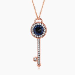 Charm Turkish Blue Evil Eye Ketting Dames Sterling Zilver 925 Sleutelhanger met Hanger Rose Gold Jewelry 2021 Trendy Girl Gift