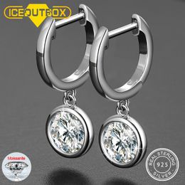 Charm unisex trendy 10 d vvs drop oorbellen persoonlijkheid glanzende ronde feesttrendsetter 925 sterling zilveren sieraden 221119