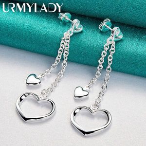 Charm Urmylady 925 Sterling Silver Hollow Solid Heart Earrings Eardrop For Women Charm Wedding Fashion Engagement Sieraden Z0323