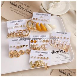 Charm Varios estilos de nuevos pendientes Vintage Gold Set 6 piezas Joyas para mujer Drop Delivery Otp4X