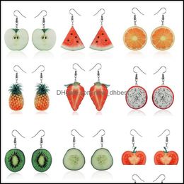 Version de charme de la petite boucle d'oreille acrylique fraîche Accessoires de bijoux de mode d'été Boucles d'oreilles de fruits Drop Livraison 2021 Newdhbest Dh8AT