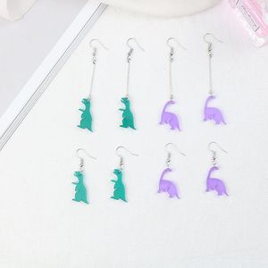 Boucles d'oreilles à breloques Vintage, longues, dinosaure, en acrylique, animaux, Clips d'oreille, personnalité d'été, drôle, livraison directe, Otqb5