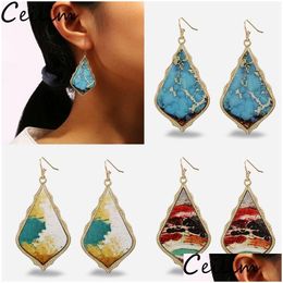 charme vintage renaissance olieverf lederen oorbel voor vrouwen geometrische blad drop oorbellen handcraft boho sieraden levering dhrji