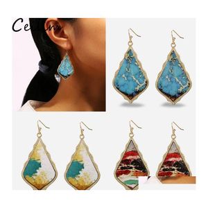 Charme Vintage Renaissance Peinture À L'huile En Cuir Boucle D'oreille Pour Les Femmes Géométrique Feuille Boucles D'oreilles Main Artisanat Boho Bijoux Livraison Otzhn