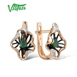 Boucles d'oreilles à breloques Vistoso pour femmes, or Rose 14 carats 585, diamant émeraude scintillant, bracelet de mariage, anniversaire, bijoux fins élégants