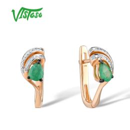Charm vistoso gouden oorbellen voor vrouwen 14k 585 roségouden peer smalald sprankelende diamantroep trouwring jubileum elegante fijne sieraden