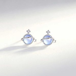 Charm Voq Silver Color Stars Women's Earrings Blue Space Universe Planet Round Earrings Fashion Jewelry Z0323