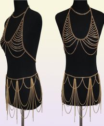 Charme femmes corps chaîne robe cotte de maille Wrap collier harnais chaîne soutien-gorge mode femmes robe porter des bijoux de corps T2005076650165