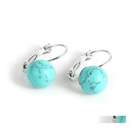 Charm Women Natural Stone kralen Charms turquoises bungelende Frankrijk oorbellen haak tijger eye lapis lazi fluoriet inzet zeeschelp dr. Dhsvvv