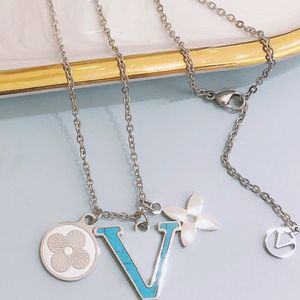 Charm Womens Designer Ketting Merk Diamond Letter Hanger Choker 18K Vergulde Rvs Neckalce Ketting Modieuze Sieraden