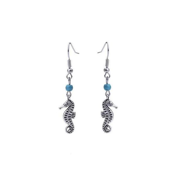 Charme Femmes Hippocampe Tibétain Sier Turquoise Boucles D'oreilles Gstqe022 Mode Cadeau Style National Femmes Diy Boucle D'oreille Drop Delivery Bijoux Dhr9F