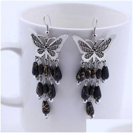 Charme Femmes Creux Papillon Tibétain Sier Boucles D'oreilles Gstqe037 Mode Cadeau Style National Femmes Diy Boucle D'oreille Drop Delivery Bijoux Dhezo