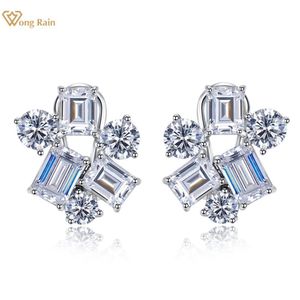 Charm Wong Rain 100 925 Sterling Silver High Carbon Diamond Gemstone 18K Gold Alien Tats Pendientes Fine Jewelry Allane 230817