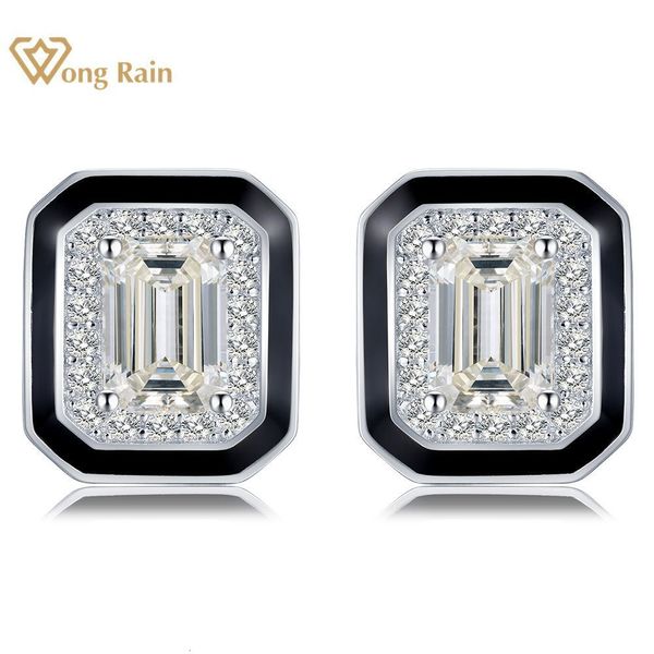 Charme Wong Rain 925 en argent sterling taille émeraude laboratoire saphir diamants à haute teneur en carbone pierres précieuses boucles d'oreilles boucles d'oreilles bijoux fins en gros 230825
