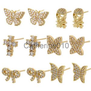 Charm Zhukou Butterfly Pearl -oorbellen Mooie Skull Stud -oorbellen Koreaanse piercearrings voor vrouwen 2023 Trendwholesale VE784 J230817