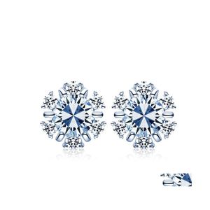 Charm Zircon Christmas Snowflake Stud Pendientes para mujer Brillante Rhinestone Crystal Flower Pendiente Drop Delivery Jewelry Dhrau