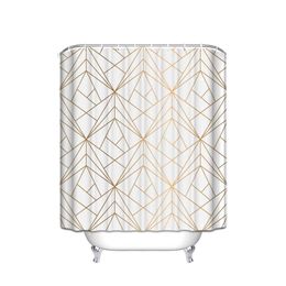 Charmhome aangepaste geometrische goudlijn waterdichte polyester stoffen douchegordijn badkamer decor gordijnen met 12 haken grote maat
