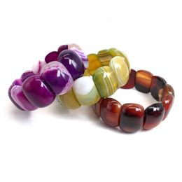 Charmant 18x25 mm multicolore d'onyx agates rectangle perles bracelet stretchy bracelet 75l 240318