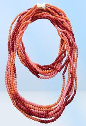 Charmant collier de corail rond multicolore à 6 brins de 4mm, long de 101cm, à la mode, bijoux 2712088