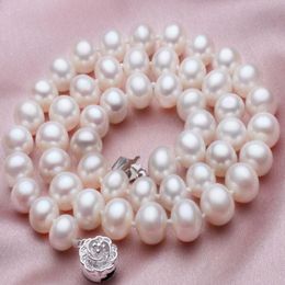 Charmant collier de perles AKoya blanches véritables, 8-9mm, 18 pouces, fermoir en argent 925, 247f