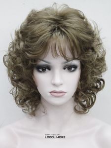 Envío gratis encantadora hermosa nueva Venta caliente Mejor Hivision Light Golden Brown Short Curly Women Ladies Peluca sintética esponjosa diaria