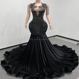 Charmante robes de bal en velours noir 2024 pour les filles noires o coude de coude africain robe de soirée plus taille
