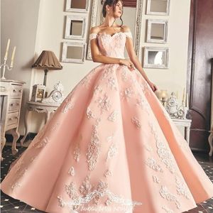 Charmant Lijfje Lange Prom Jurk Sexy Bloemblaadjes Kralen Applique Baljurk Lace-up Avondjurk Glamoureuze Saoedi-Arabië Prinses Quinceanera Jurk