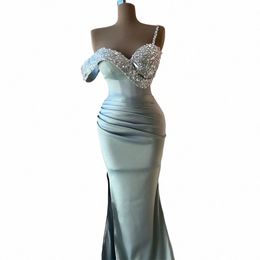 Charmante Crystal Women Formal Evening Dres 2022 Sparkly Satin LG Prom -jurken Arabisch Spakrly Wedding Guest Party Gows Robe de O1li#