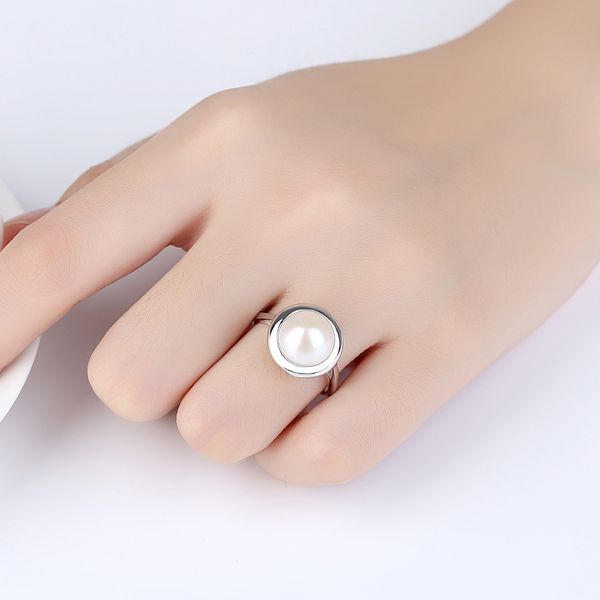 Charmante bague ouverte en perles blanches d'eau douce pour femmes, marque de luxe à la mode, bague en argent s925, étoile féminine, même Style, bijoux haut de gamme, cadeau de saint valentin