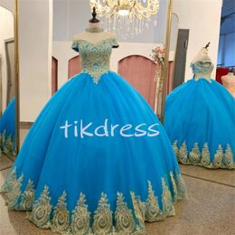 Charmante Fuchsia Quinceanera Robes Avec Des Appliques D'or Élégant Hors Épaules Robe De Bal Robes De Fiesta Corset À Lacets Robe De Fête D'anniversaire 2024 Quinze Abiye