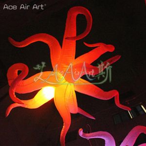 Charmante hangende gedraaide spies opblaasbare trendy multi-gedraaide octopus-transformatie LED-octopuspoten voor podiumbruiloft