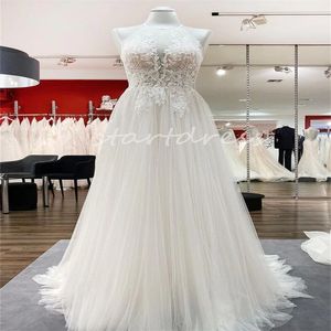 Charmante dentelle Boho robe de mariée sexy dos ouvert robe de mariée bohème 2024 pays robes de mariée sans manches tulle élégant une ligne fée robes de novia robe mariee