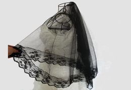 Charmant voile de mariée en dentelle sans peigne, une couche, accessoire de mariage, printemps, bon marché, en Stock, couleur noire6194537