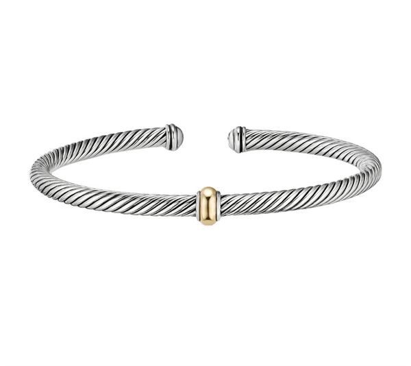 Charmant bracelet pour hommes et femmes, bijoux de haute qualité, bague de créateur en argent 925, série David vintage, bracelet manchette torsadé Yarman, fil de crochet en métal de 7 mm, cadeau de fête