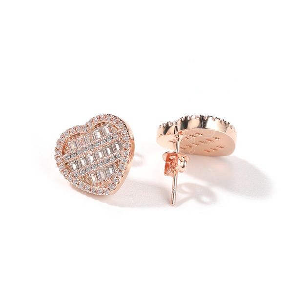 Hombres encantadores Mujeres Stud Pendientes Chapado en oro Bling CZ Heart Pendientes Studs Joyería Bonito regalo para amigos