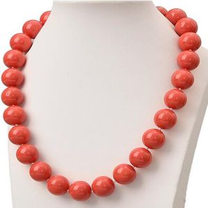 Charmante nieuwe sieraden 14 mm rode schelp sieraden ketting synthetisch 18 inch